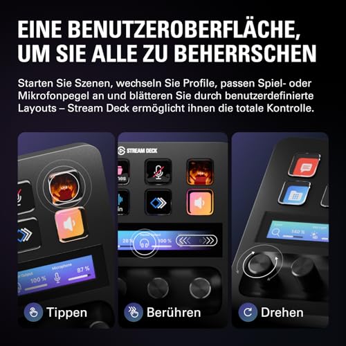 Elgato Stream Deck +, Audiomixer, Live-Produktion und Studio-Controller für Content Creators, Streaming, Gaming, mit anpassbarer Touch-Leiste, Drehreglern und LCD-Tasten, für Mac und PC