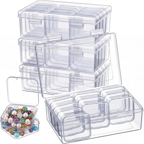 Image of Blulu 52 Pcs Bead Organizer Box, Plastic Storage Cases Mini Clear Bead Storage Containers Classroom DIY Craft Transparent Boxes with Hinged Lid for Diamond Painting Accessories Jewelry