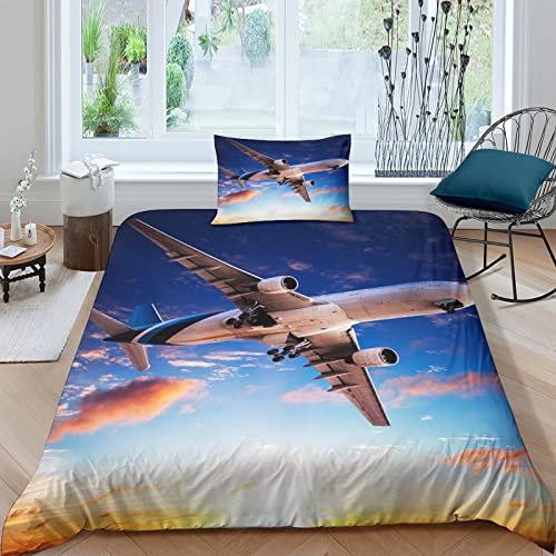 Couette Léger Enfant Aéronefs Parure Premium en Microfibre 3D Confort Absolu