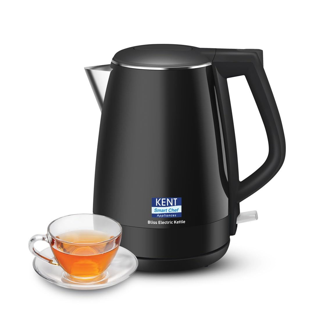 KENT Bliss Electric Kettle | 1500W Power & 1.5L Capacity | Cool Touch Exterior Body & SS 304 Inner Body | 5 Minutes Fast Boiling | Overheat & Dry Boiling Protection | LED Light Switch | Auto Shut-OFF KENT Bliss Electric Kettle | 1500W Power & 1.5L Capacity | Cool Touch Exterior Body & SS 304 Inner Body | 5 Minutes Fast Boiling | Overheat & Dry Boiling Protection | LED Light Switch | Auto Shut-OFF