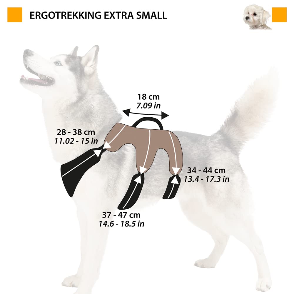 Ferplast Harnais pour Petits Chiens ERGOTREKKING, Harnais réglable avec 6 Fermetures, rembourré et réfléchissant, idéal pour la randonnée, Taille XS, Poids Max. 15 kg. Noir