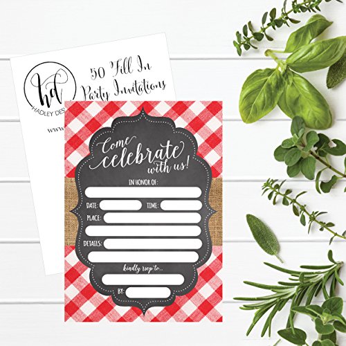 50 Red And White Summer Bbq Party Invitations For Children, Kids, Teens & Adults, I Do Barbecue Beach Housewarming Cards, Summertime Birthday Pool Family Reunion Invite, Picnic Cookout Invites #TOP2