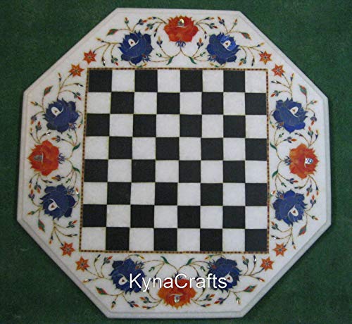 21 x 21 Inches White Coffee Table with Chess Board Design Octagon Shap 21 x 21 Inches White Coffee Table with Chess Board Design Octagon Shap