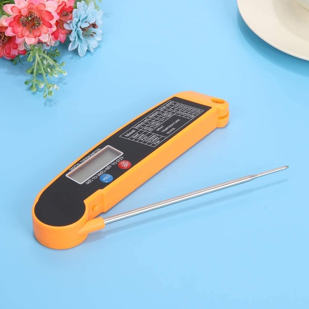 a instantánea, termómetro de alimentos con función de guía de temperatura. Termómetro para cocinar a la parrilla, termómetro de cocina para líquidos, ahumador, agua, barbacoa, aceite, freír (amarillo)