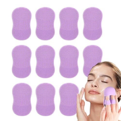 Cepillo de limpieza facial,Cepillo de fregado facial - 10pcs Cepillo de silicona de limpieza profunda - Cerdas , mango ergonómico para uso diario, para dormitorio y baño
