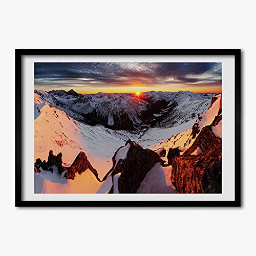 Cadre de peinture de montagnes en hiver 70x50cm affiche murale salon moderne