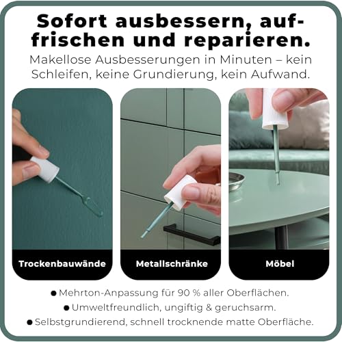spot. Ausbesserungsfarbe, mattes Finish, für Schränke, Wände, Fenster, Türen und Möbel, 3-Farben-Set passend zu 90% der Oberflächen, Grün… – Ansicht 2