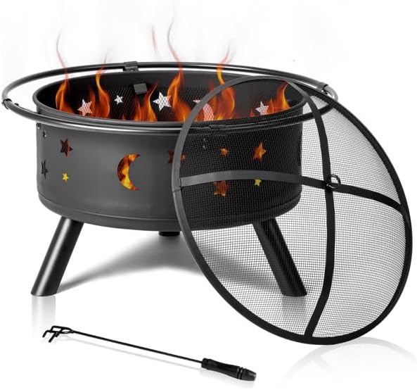 30IN Metal Fire Pit Black