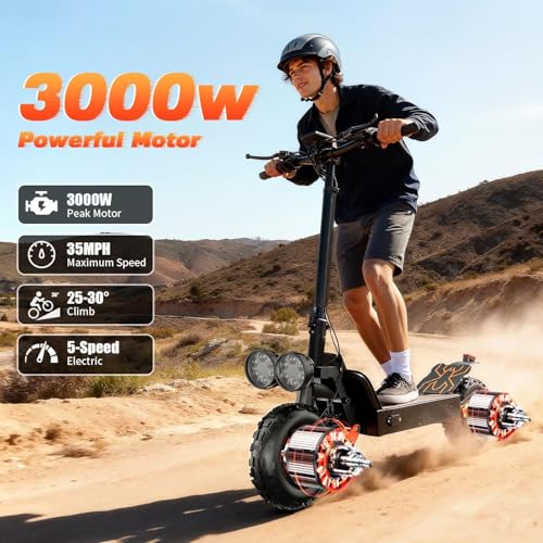 ASKGO Electric Scooter for Adults, Dual Motor 3000W Off-Road