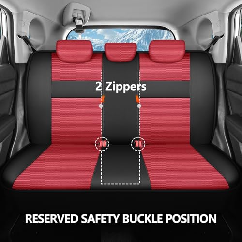 Image of HChengkikz Car Seat Covers, Air Mesh, Breathable (Black + Red)