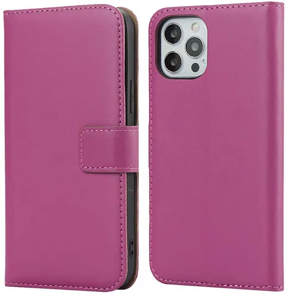 Étui portefeuille magnétique en cuir premium rose iPhone 12 Pro