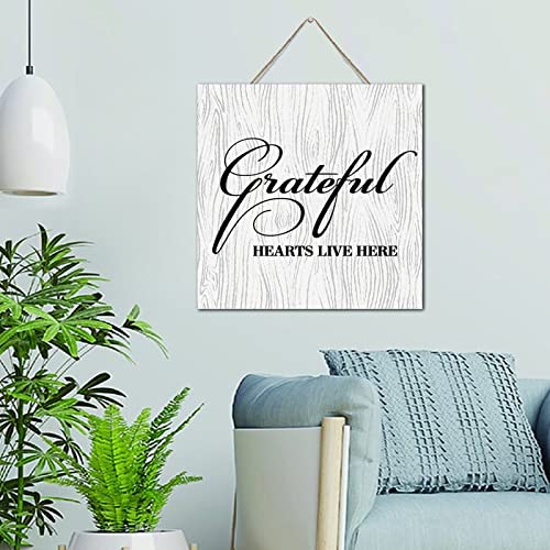 Panneau à suspendre en bois rustique Grateful Hearts 30cm