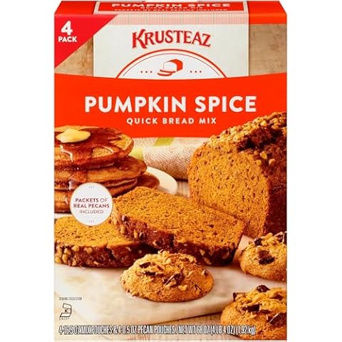 Krusteaz Pumpkin Spice Quick Bread Mix - 4 Pouches (68 Oz Total) Cover