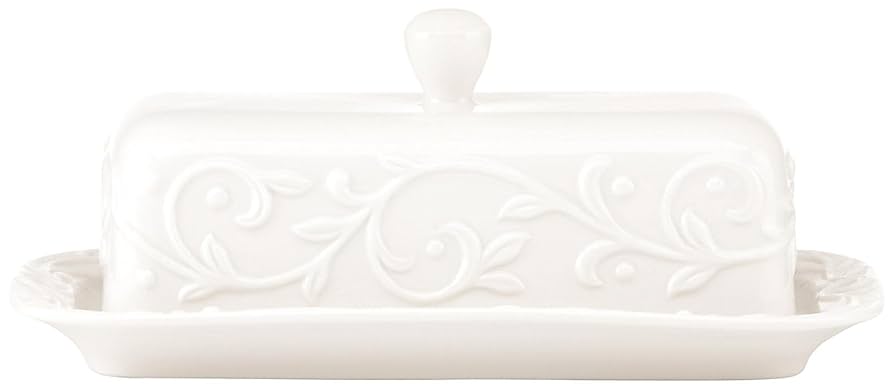 Lenox Opal Innocence Carved Butter Dish, White -