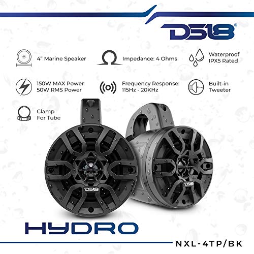 image for DS18 Hydro NXL-4TP/BK Black Marine Tower Speaker – 4