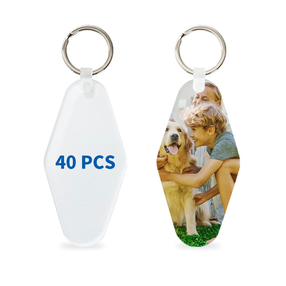 Vesub40 PCS Sublimation Motel Shape Keychains Blank Rhombus Vintage Ornaments, for Cricut Autopress Sublimation Heat Transfer,DIY Double-Sided Keyring for Christmas Birthday Gifts