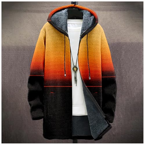Mens Long Hooded Cardigan Trendy Soft Comfy Long Sleeve Casual Hoodie Fashion Gradient Color Coat with Pockets2