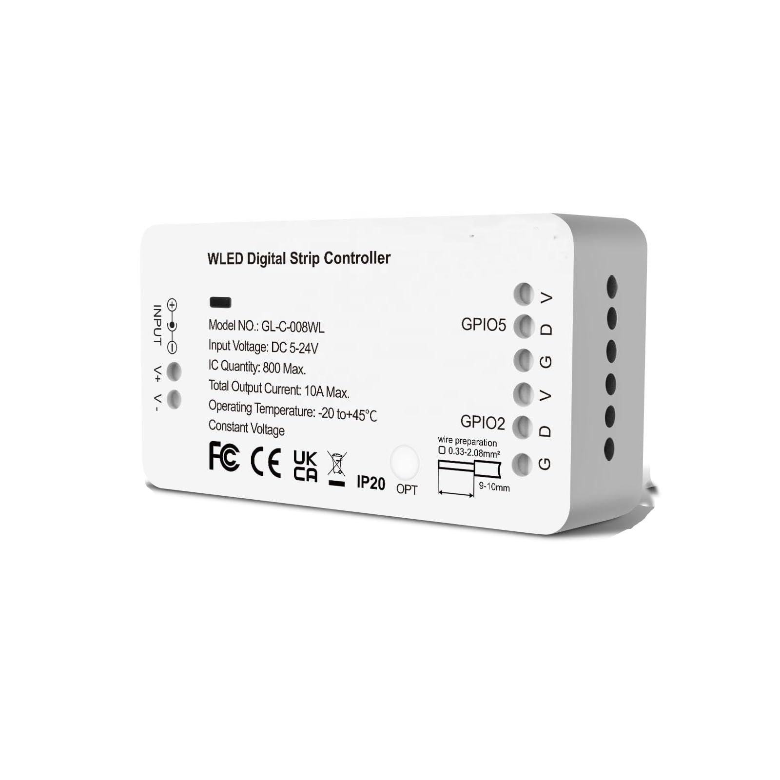 Amefil GL-C-008WL Controlador digital inteligente para tiras de luces LED blancas (WLED) de 5-24 V con múltiples puertos RGBWS2811/2812B/2813WIFI