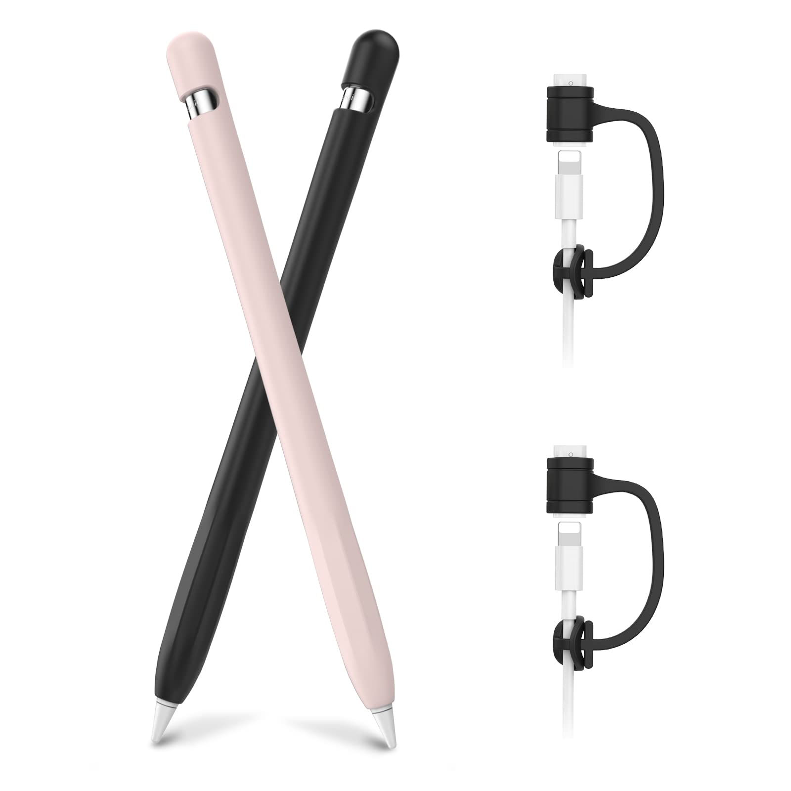 AhaStyle Anti-Slip Case Sleeve Silicone Protective Skin [ Added Cable Adapter Tether Kit] Compatible with Apple Pencil 1st Generation