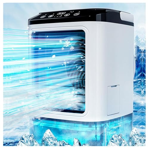 BesBet Aire Acondicionado Portátil Sin Tubo Exterior, Depósito 900ml,con Caja De Hielo,3 Velocidades Mini Aire Portatil 2 Modos de Nebulización,LED Coloridos Mobile Air Conditioner Sala De Oficina