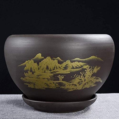 Grand pot de fleur terre cuite YRYRYW avec plateau pour bonsaï intérieur et orchidée