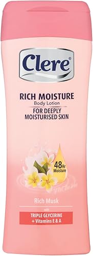 Clere – Rich Moisture, Body Lotion, For Deeply Moisturised Skin, with Triple Glycerine and Vitamin E&A 48hr moisture, Rich Musk, 200ml