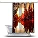 Jesienna sceneria nadrukowane zasłony prysznicowe / wodoodporne do Twojej wanny dekoracje łazienkowe - czerwone liście na drzewach i rzece