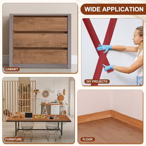 Image of MECCANIXITY Wood Grain Repair Tape, 4 Inch x 33 Feet Self Adhesive Wood Grain Tape Multi-Purpose Wallpaper Border Trim for Furniture Floors Windows Doors Tables Home DIY Projects, Maple