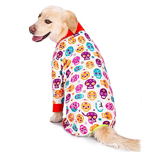 Miaododo Halloween Dog Onesie Anti Shedding Suit,Funny Skull Print Large Dog Bodysuit After Surgery Wear Female Male Abdominal Wounds Spay Or Skin Diseases,Surgical Recovery Jumpsuit(38, White) #TOP1