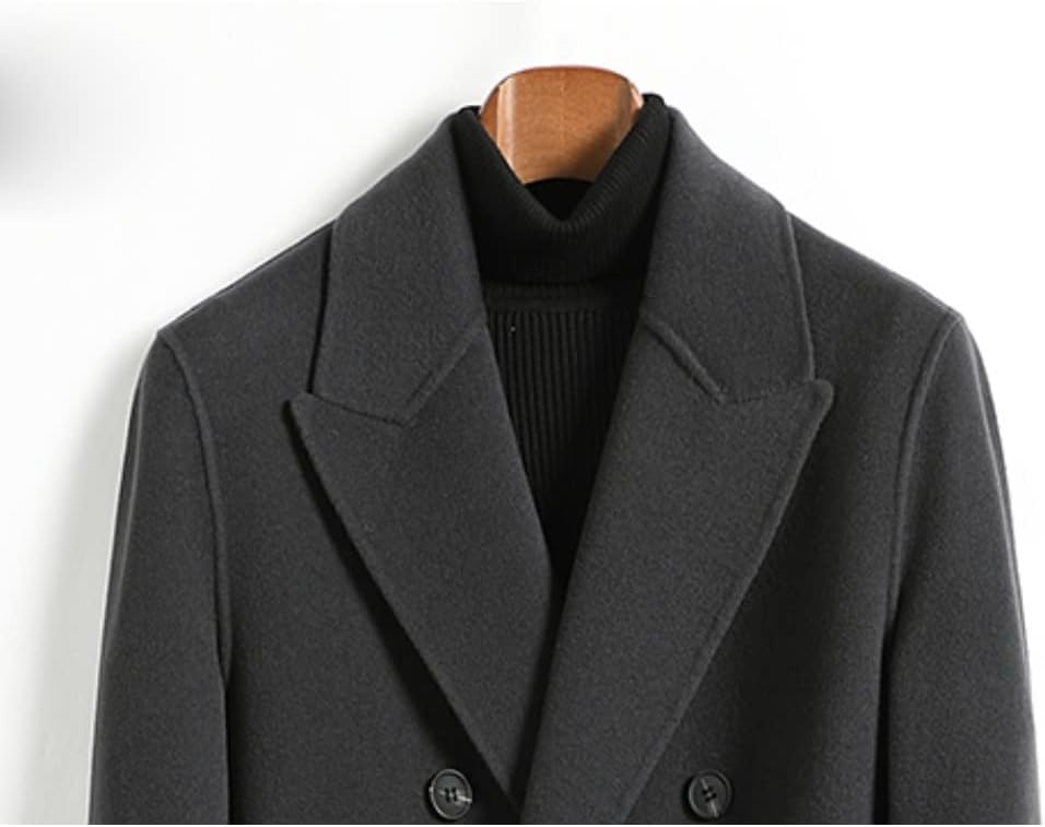 Double-Sided Cashmere Coat Autumn and Winter Double-Breasted Knee-Length Double-Sided Tweed Tweed Jacket(L Code)