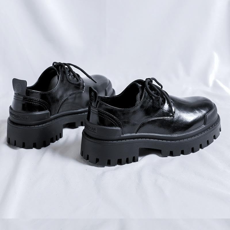 [SIVOVER] メンズ 厚底 ソールドシューズ デルビー ビジネスシューズ フォーマルシューズ 革靴 プラットフォーム 大きめサ