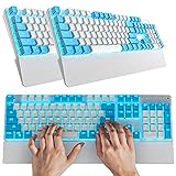 RDANGAEZ Pro Gaming Keyboard, 104 Keys Wired Computer Keyboards with Blue Backlit, Programming Mechanical Keyboard with Premium Magnetic Wrist Rest for Windows Mac PC Gaming（5ft Cable,2.2-Pound）
