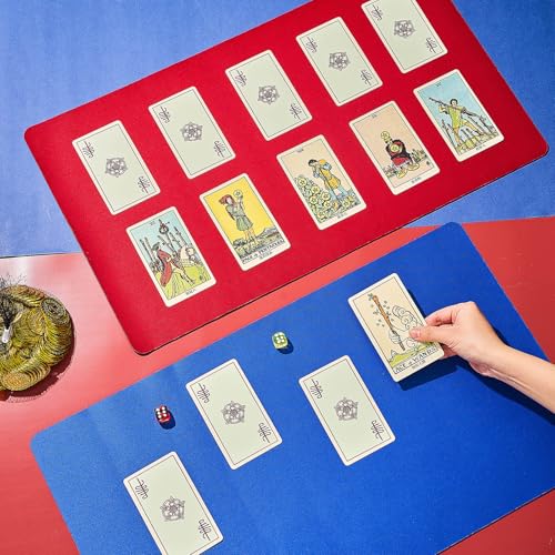 Image of Ecally 4 Pcs Card Game Mats 24 x 14 Inch Playmat Table Smooth Playing Card Mat for TCG, Gameplay (Red,Blue)