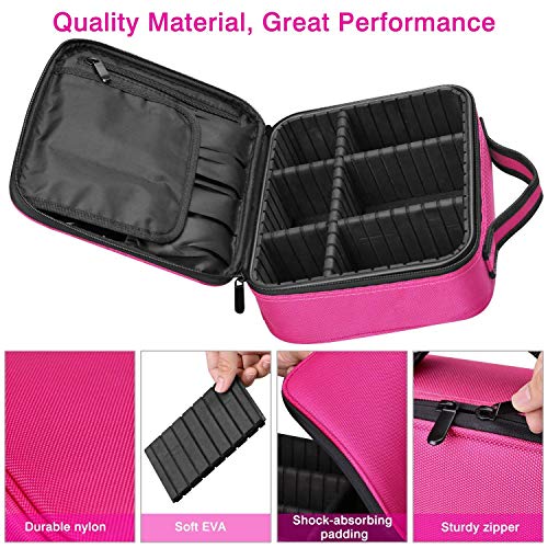 Image of SHAMAX Professional Makeup Case Organizer Bag for Women, Travel Cosmetic Kit Vanity Box with Adjustable Dividers, Portable Beauty Makeup Organiser & Cosmetic Travel Pouch | (Rose Pink)