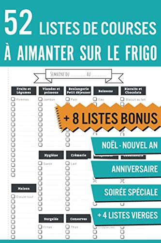 Listes de courses à aimanter sur le frigo: Organiser et préparer vos courses 52 semaines, évitez les oublis. Cadeau genial