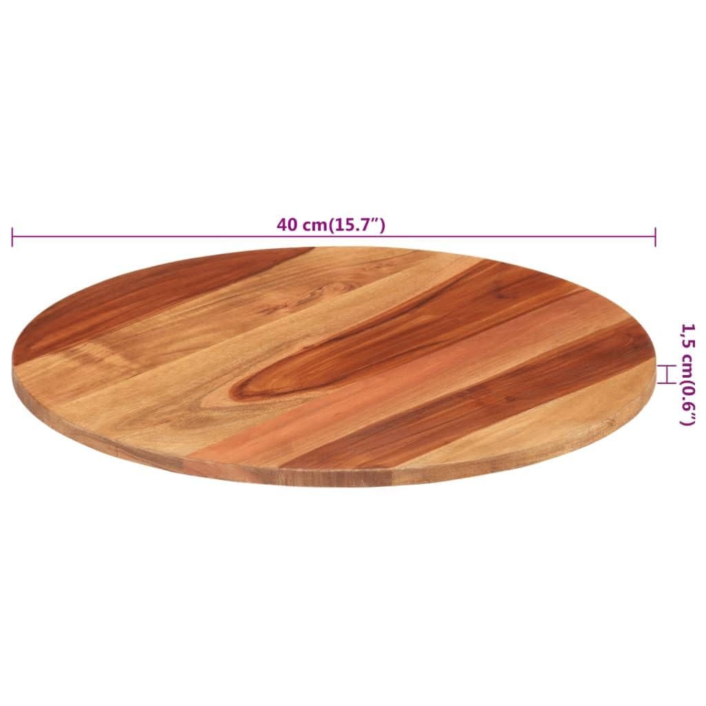 Myheimly Tischplatte Massivholzplatte Holzplatte Ersatztischplatte Holz Platte für Couchtisch Beistelltisch Rund massives Sheesham-Holz,40 cm 15-16 mm