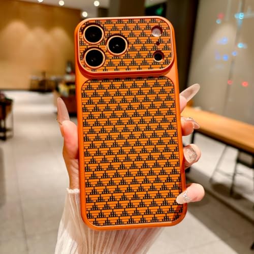 Coque iPhone 12 Pro Max magnétique antichoc à texture de luxe orange