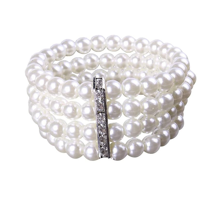 Amazon.com: Asphire Vintage Faux Pearl Bracelet 4-Row Pearl