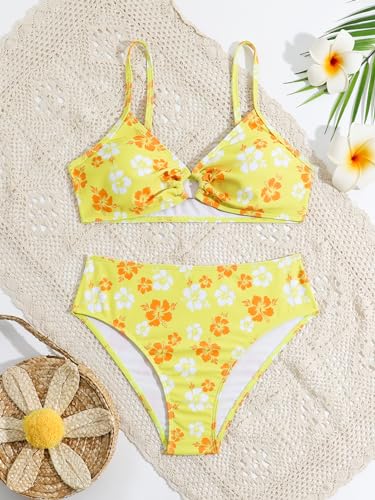 SOLY HUX Girl's Ditsy Floral Print Bikini Swimsuit Ruffle Trim 2 Piece Bathing Suit Beachwear2