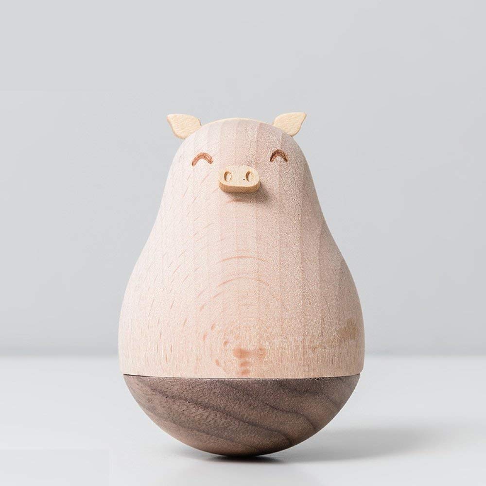 Figurine cochon en bois tumbler : le cadeau d'art idéal pour les couples et la famille