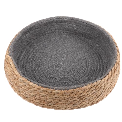 SOLUSTRE Gewebtes Rundes Haustierbett aus Natürlichem Rattan...