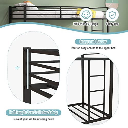 KOMFOTT-Metal-Low-Bunk-Bed-Twin-Over-Twin-Heavy-Duty-Bunk-Bed-Frame-with-Ladder-Full-Length-Guardrails-Metal-Slatted-Floor-Bed-Frame-for-Teens-Adults-No-Box-Spring-Needed-Black