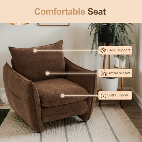 Sillón Plegable Tela Chenille Marrón Claro miniatura 6