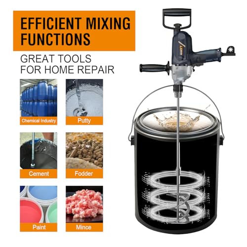 MAXXT Concrete Mixer,9A Handheld Cement Mixer,Drill Mixer with Spade Handle for Drilling and Mixing, Variable Speeds Mud Mixer for Mixing Cement, Motar,Mud, Paint, Fodder