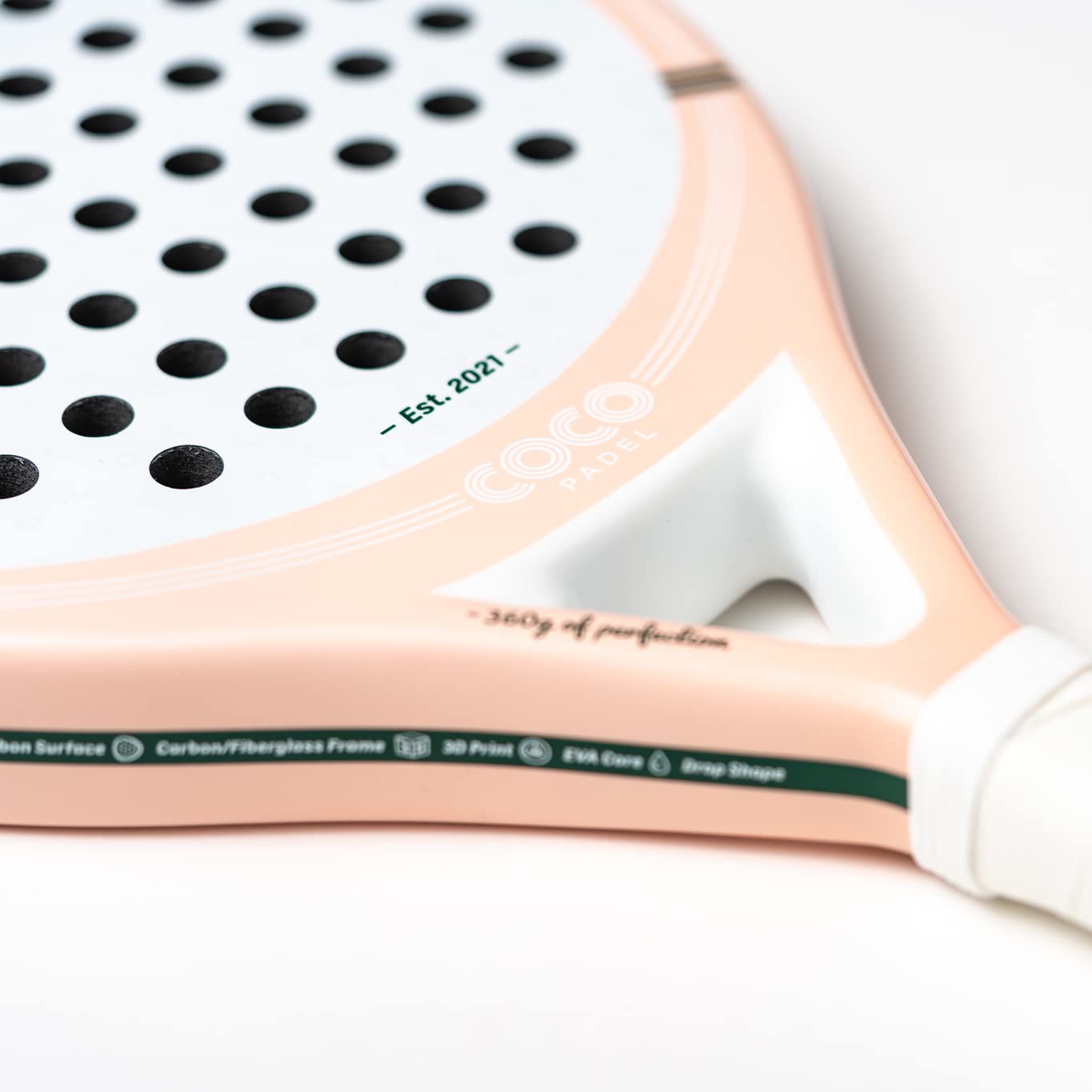 RC Two Raquette de Padel | Surface Carbone 3K | Noyau EVA Soft | Cadre Fibre de Verre & Carbone | Contrôle & Puissance | Niveau Confirmé | Goutte d'eau | Rose & Vert