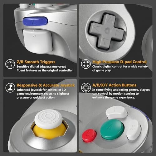 Image of FIOTOK Gamecube Controller,Wired Controller for Wii & Gamecube (Sliver)