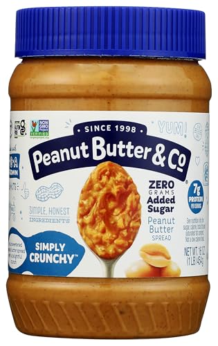 Peanut Butter & Co. Simply Crunchy No Sugar Added Peanut Butter, Non-GMO Project Verified, Gluten Free, Vegan, 16 Ounce