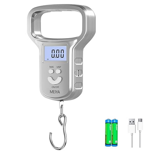 Miniatura 8 de MEIYA Báscula de pescado doble potencia (bateríarecargable), báscula de pesca con mango extra ancho, 110 libras, pantalla LCD retroiluminada,