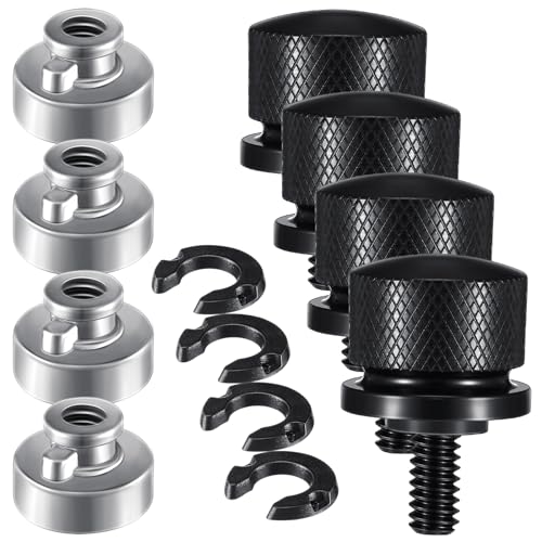 Therwen 8 Pcs Seat Bolt Screw Nut Kit Fender Seat Nut Kit 1/4-20 Thread Compatible with Harley-Davidson Sportster Compatible with Softail Touring Dyna (Black)