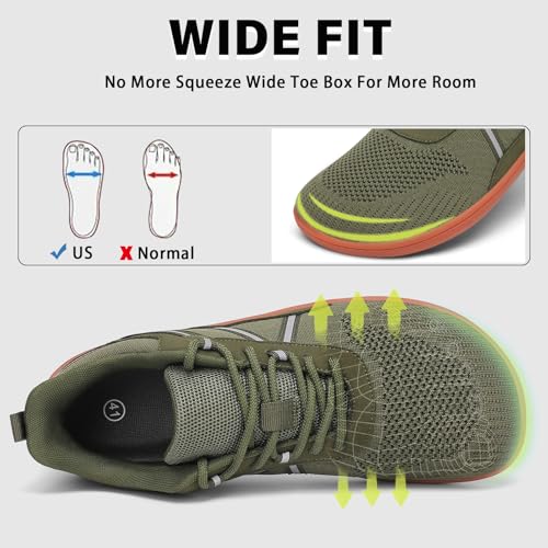 Image of Men's Barefoot Wide Toe Box Shoes Zero Drop Sole Walking Tennis Shoes Comfortable Non Slip Minimalist Shoes Gym Cross Trainer Workout Trail Running Sneakers